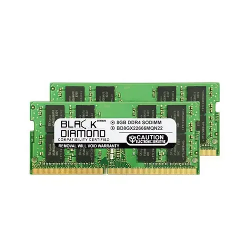 BD8GX22666MQN22 - Black Diamond 16GB Kit (2 x 8GB) DDR4-2666 MHz PC4-21300 non-ECC Unbuffered CL19 260-Pin SODIMM 1.2V 2Rx8 Memory Module