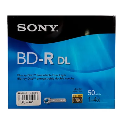 BNR50R2H - Sony BNR50R2H Blu-ray Recordable Media - BD-R DL - 4x - 50 GB - 120mm46 Hour Maximum Recording Time