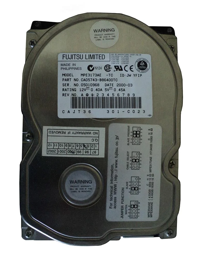 CA05743-B86400TC - Fujitsu 17GB 5400RPM ATA-66 3.5-inch Hard Drive