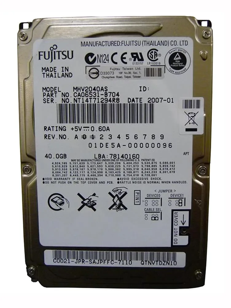 CA06531-B704 - Fujitsu 40GB 5400RPM ATA-100 8MB Cache 2.5-inch Hard Drive