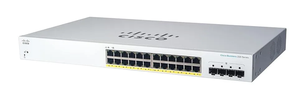 CBS220-24FP-4G - Cisco Business 220 Series CBS220-24FP 28 x Ports 24 x Ports 10/100/1000Base-T PoE+ + 4 x Ports 1000Base-X Gigabit SFP Rack-Mountable Managed Gigabit Ethernet Network Switch