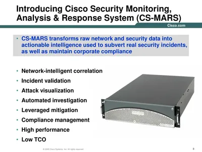 CS-MARS-100-K9 - Cisco CS-MARS-100 Security Monitoring, Analysis and Response System 2 x 10/100/1000Base-T LAN Network Threat Management System