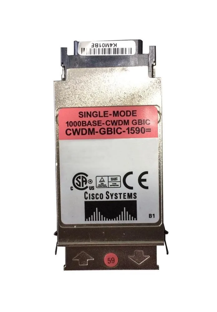 CWDM-GBIC-1590 - Cisco 1Gb/s 1000Base-ZX CWDM Single-Mode Fiber 80km 1590nm Duplex SC Connector GBIC Transceiver Module