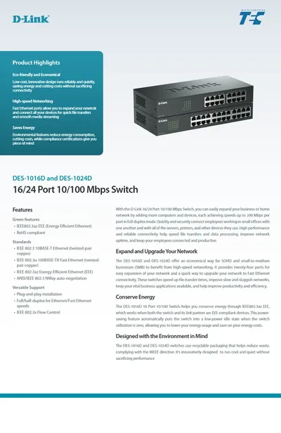 D-Link DES-1024D/E 24-Port x 10/100Base-TX Express EtherNetwork Switch
