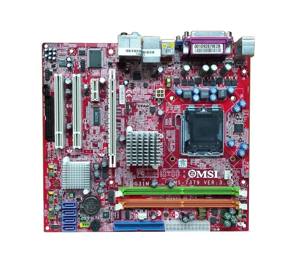 DHG31MF - MSI G31M-F Desktop Board Intel G31 Enhanced SpeedStep Technology Socket T 1333MHz, 1066MHz, 800MHz, 533MHz FSB 4GB DDR2 SDRAM DDR2-800/PC2-6400, DDR2-667/PC2-5300 Micro ATX