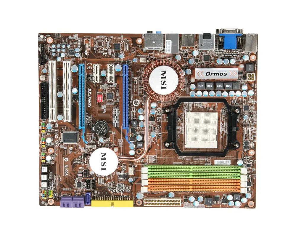 DKA790GX - MSI Desktop Board AMD 790GX Cool'n'Quiet Technology Socket AM2+ 2600MHz, 1000MHz, 800MHz HT 8GB DDR2 SDRAM DDR2-1066/PC2-8500, DDR2-800/PC2-6400, DDR2-667/PC2-5300 CrossFireX ATX