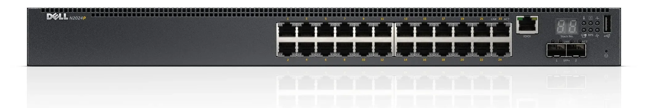 DNN2024P - Dell Networking N2024P 24 x Ports 10/100/1000Base-T PoE+ + 2 x Ports 10 Gigabit Ethernet SFP+ Rack-Mountable 1U Layer 2 Managed Gigabit Ethernet Network Switch