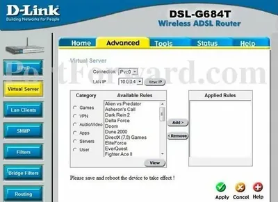 D-Link DSL-G684T/EU DSL-G684T Wireless ADSL Router 1 x ADSL, 4 x 10/100Base-TX IEEE 802.11b/g Wireless Router