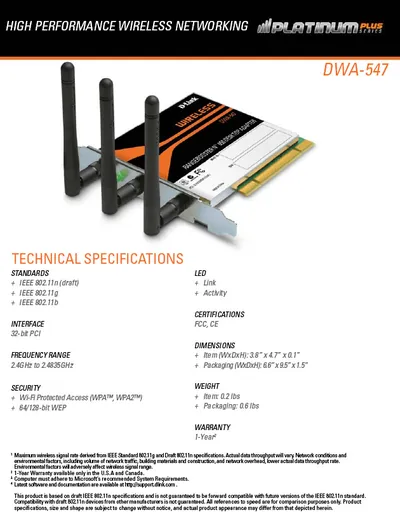 D-link DWA-542/RE RangeBooster N Desktop Adapter