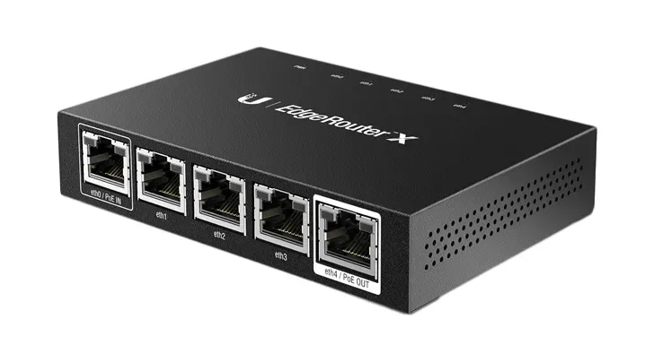 ER-X - Ubiquiti EdgeRouter X 1 x Gigabit Ethernet Data/PoE Input Port, 3 x Gigabit Ethernet Data Ports, 1 x Gigabit Ethernet Passthrough Port