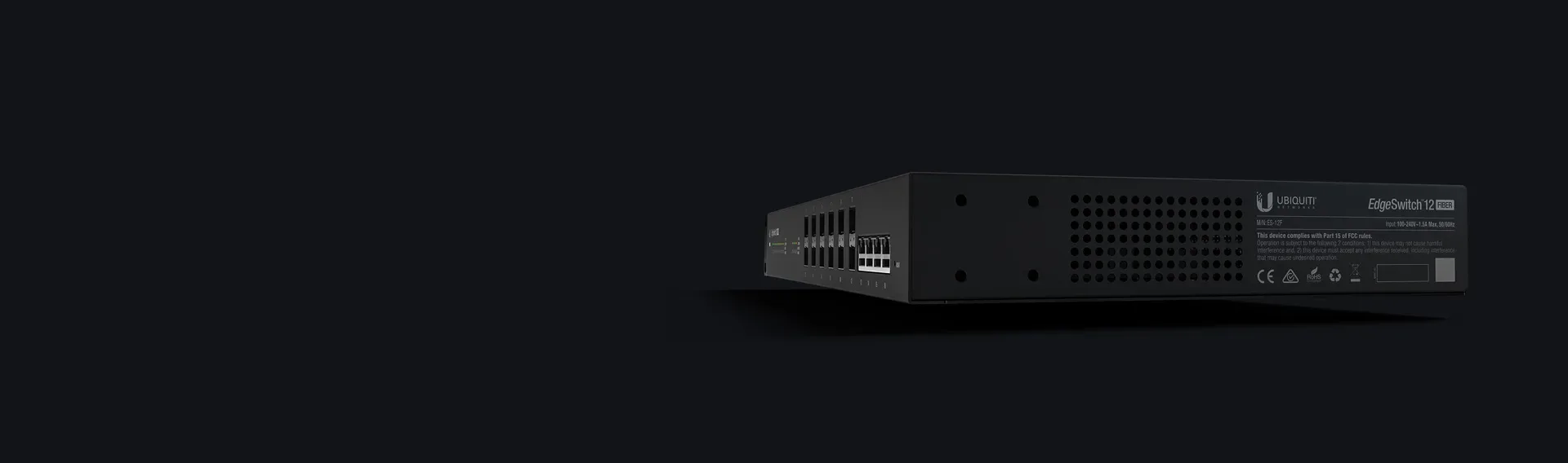 ES-12F - Ubiquiti EdgeSwitch 12 x Gigabit SFP, 4-Port Gigabit RJ-45, Managed Network Switch