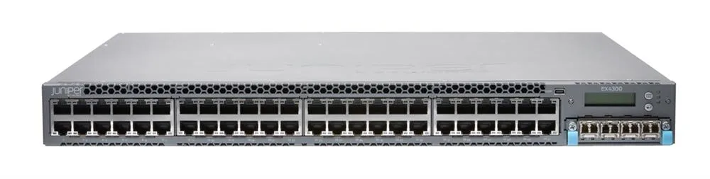 Juniper EX4300-48T-AFO 48 x Ports 10/100/1000Base-T 4 x SFP Ports Layer 3 Managed 1U Rack-mountable Gigabit Ethernet Network Switch