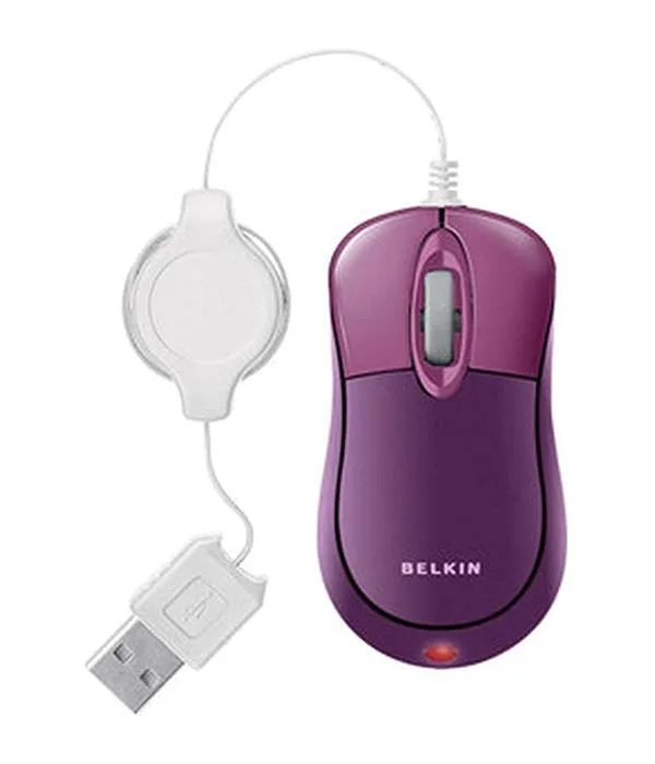 F5L016-USB-PBP - Belkin Retractable Plum Berry Optical Travel Mouse