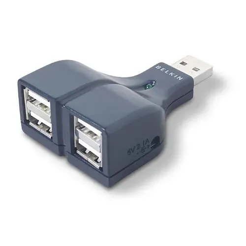 F5U218VMOB - Belkin 4-Port USB 2.0 Thumb Hub Use 2 Devices On 1 USB Port W/ Power Supply
