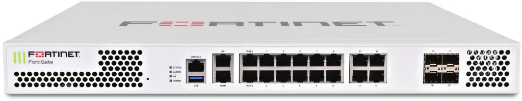 FG-201E - Fortinet 18 x GE RJ45 (including 2 x WAN ports, 1 x MGMT port, 1 X HA port, 14 x switch ports), 4 x GE SFP slots, SPU NP6Lite and CP9 hardware accelerated, 480GB onboard SSD storage.