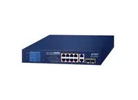 FGSD-1022VHP - Planet 8 x Ports 10/100Base-TX PoE + 2 x Ports Gigabit TP/SFP Combo Desktop Network Switch with LCD PoE