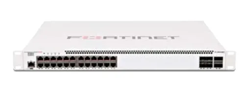 Fortinet FS-524D-FPOE FortiSwitch 24 x Ports 1000Base-T PoE+ + 4 x Ports SFP+ + 2 x Ports QSFP+ 1U L2 Managed Ethernet Switch