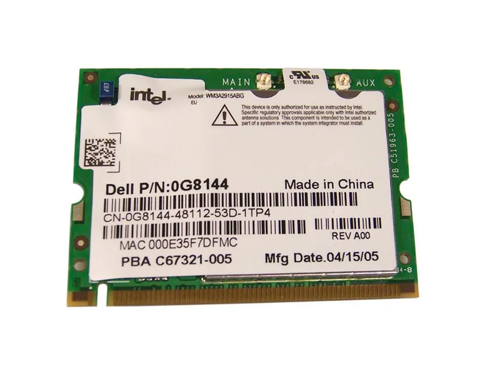 G8144 - Dell WM3A2915ABG Wireless Mini PCi Wi-Fi Card for Latitude D410