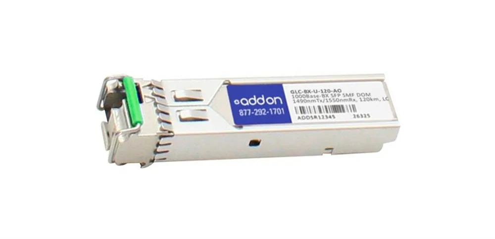 GLCBXU120AO - Addonics 1Gbps 1000Base-BX Single-mode Fibre 120km 1490nmTx/1550nmRx DOM LC Connector SFP Transceiver Module