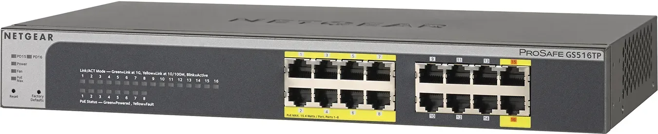 GS516TP-100EUS - Netgear ProSafe GS516TP 16-Port Ethernet Switch