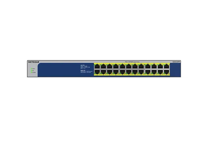GS524PP - NetGear 24-Port Gigabit Ethernet High-Power PoE+ (300W) Unmanaged Switch