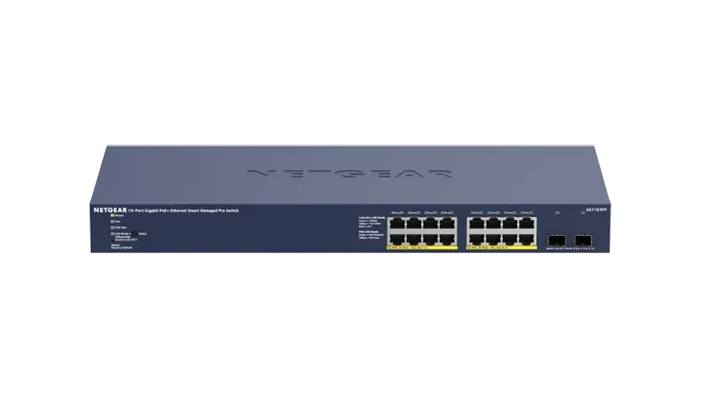GS716TPP - NetGear 16-Port Gigabit Ethernet PoE+ (300W) with 2x SFP Cloud Management Smart Switch