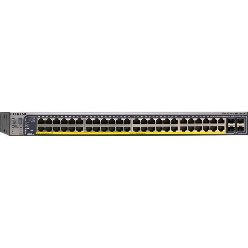 Netgear GS748TPS ProSafe GS748TP 48 x RJ-45 Ports PoE 1000Base-T + 2 x Ports SFP + 2 x Combo Gigabit SFP 1U Rack-mountable Layer 3 Managed Smart Gigabit Ethernet Network Switch