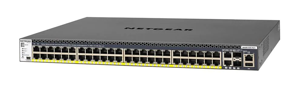 GSM4352PS - Netgear ProSAFE M4300-52G-PoE+ 48-Port Copper 1G PoE+ Stackable Layer 3 Switch with 2-Port 10G Copper and 2-Port 10G Fiber