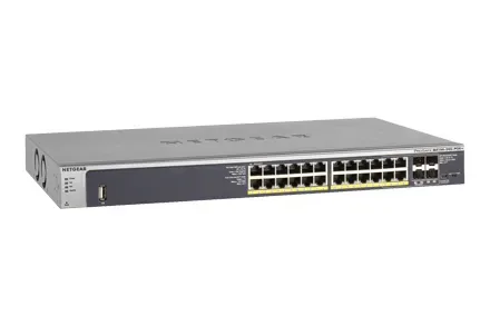 GSM7224P-100AJS - Netgear ProSafe GSM7224P Ethernet Switch 24-Port 4 Slot 24 x 10/100/1000Base-T 4 x SFP (mini-GBIC) Slot