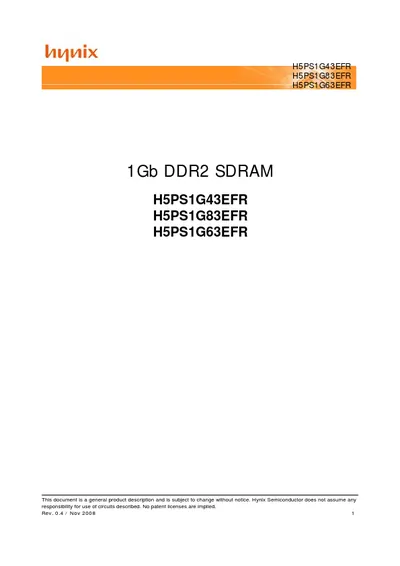 H5PS1G83EFR-Y5I - Hynix DDR2-667MHz 128Mx8 Ind DRAM Memory Chip
