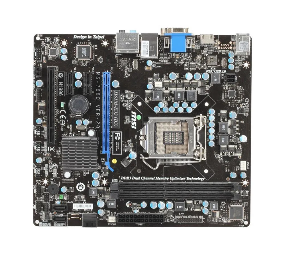 H61M-E33-B3 - MSI H61M-E33 (B3) Desktop Motherboard Intel H61 Express Chipset Socket H2 LGA-1155 Micro ATX 1 x Processor Support 16GB DDR3 SDRAM Maximum RAM Serial ATA/300 1 x PCIe x16 Slot Yes