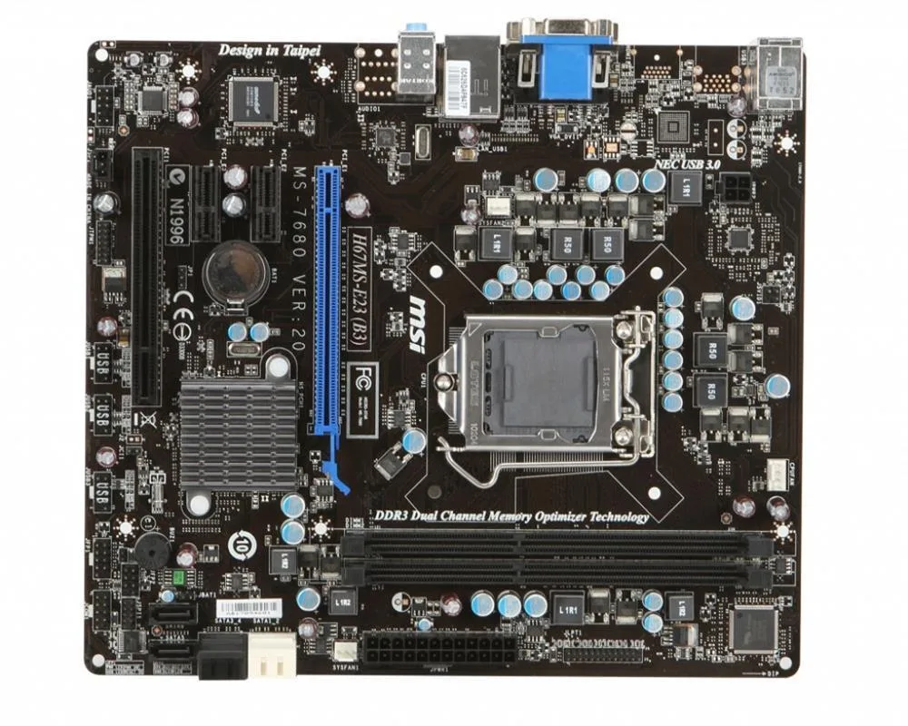 MSI H67MS-E23(B3) H67MS-E23 (B3) Desktop Motherboard Intel Socket H2 LGA-1155 Micro ATX 1 x Processor Support 16GB DDR3 SDRAM Maximum RAM Serial ATA/300, Serial ATA/600 Yes Controller Yes 1 x PCIe x16 Slot