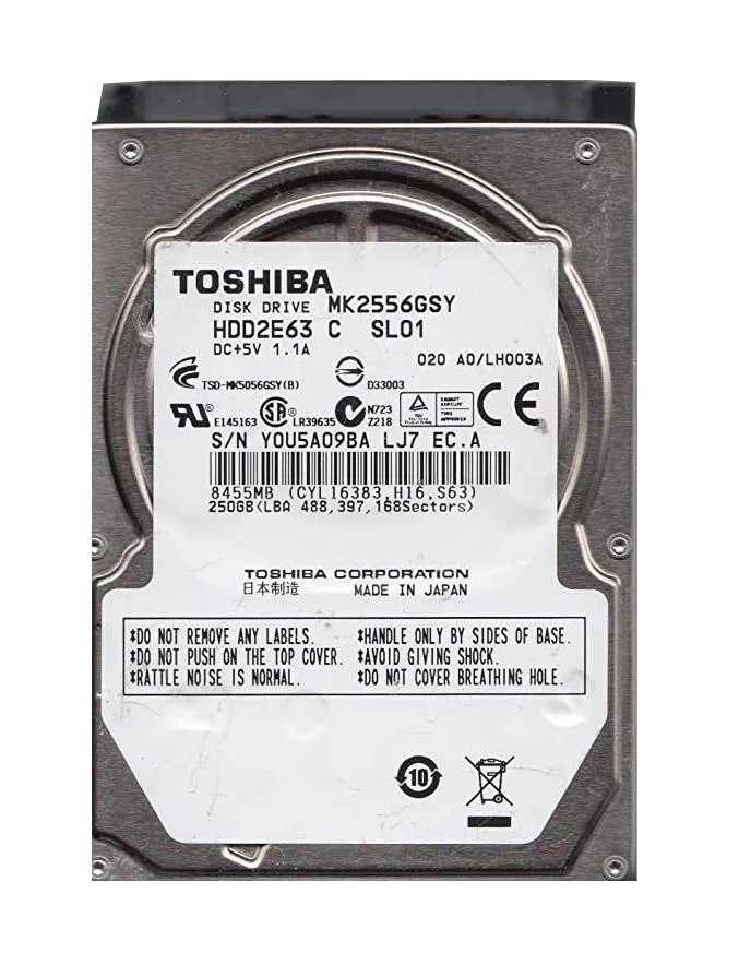 HDD2E63C - Toshiba 250GB 7200RPM SATA 3Gb/s 2.5-inch Hard Drive