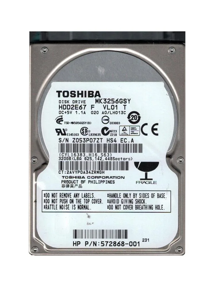 HDD2E67F - Toshiba 320GB 7200RPM SATA 3Gb/s 2.5-inch Hard Drive