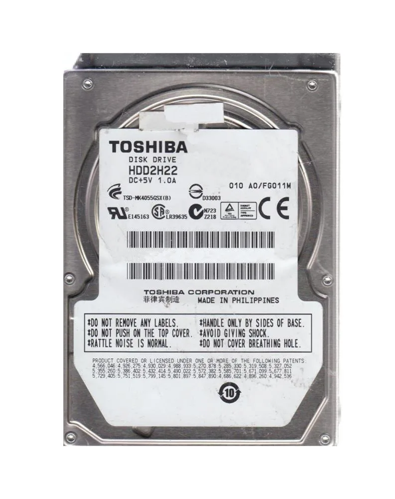 HDD2H22V - Toshiba 400GB 5400RPM SATA 3Gb/s 2.5-inch Hard Drive