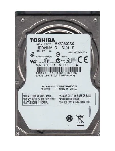 HDD2H82C - Toshiba 500GB 5400RPM SATA 3Gb/s 2.5-inch Hard Drive