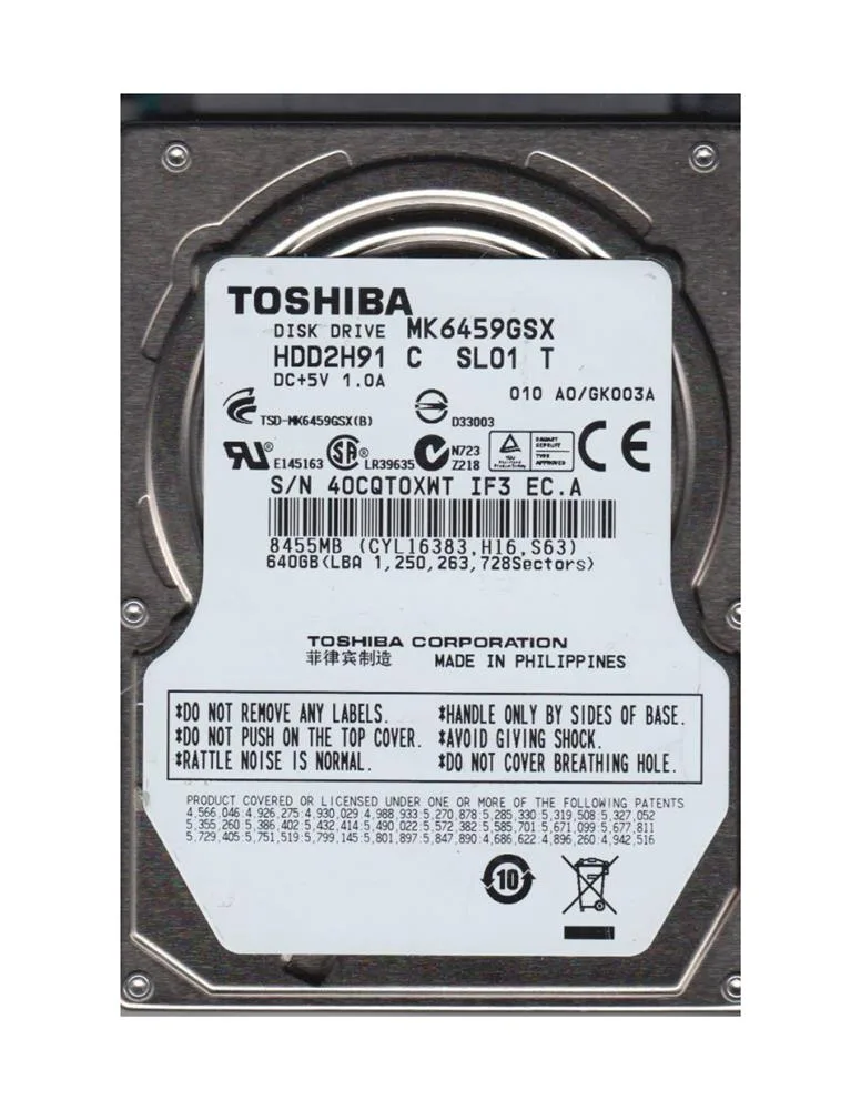 HDD2H91C - Toshiba 640GB 5400PM SATA 3Gb/s 2.5-inch Hard Drive