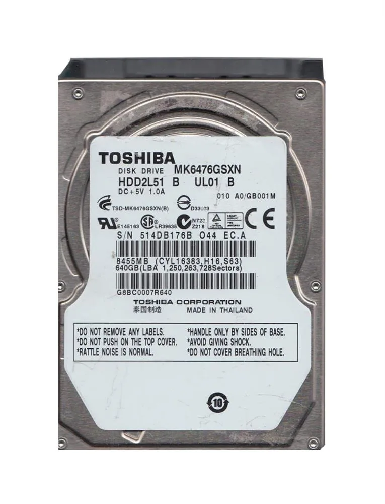 HDD2L51 - Toshiba 640GB 5400PM SATA 3Gb/s 2.5-inch Hard Drive