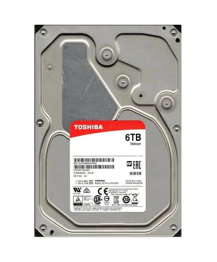 HDERS10GEA51F - Toshiba Enterprise Cloud 6TB SATA 6Gb/s 7200RPM 128MB Cache 512e 3.5-inch Hard Drive