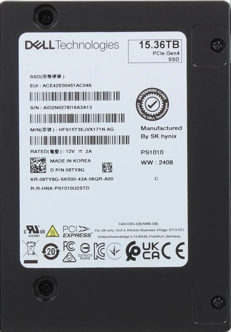 Hynix HFS15T3EJVX171N PS1010 15.36TB PCI Express NVMe 4.0 U.2 Solid State Drive (OEM)