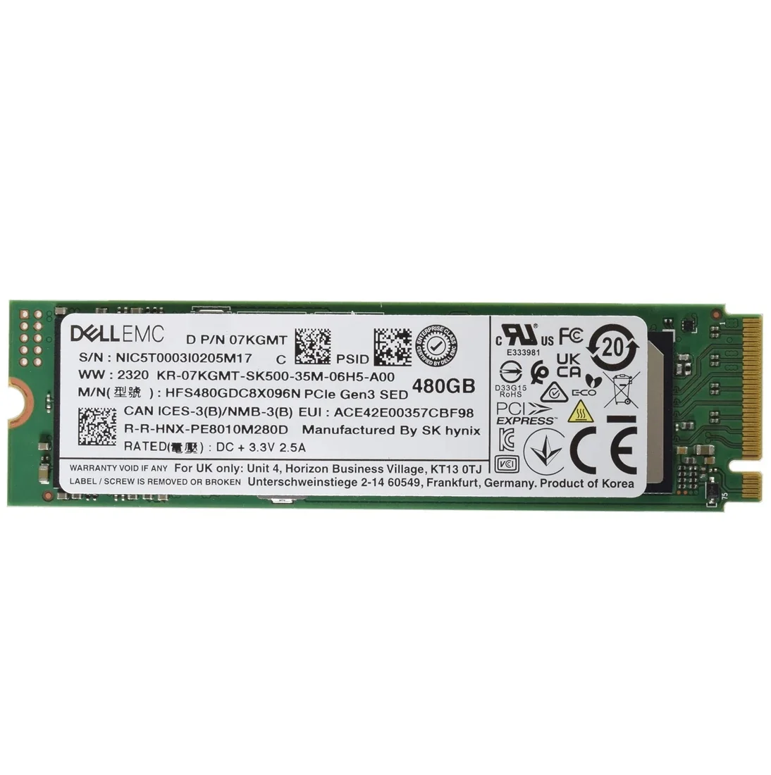 Hynix HFS480GDC8X096N PM8110 480GB PCI Express NVMe 4.0 x4 M.2 2280 Solid State Drive