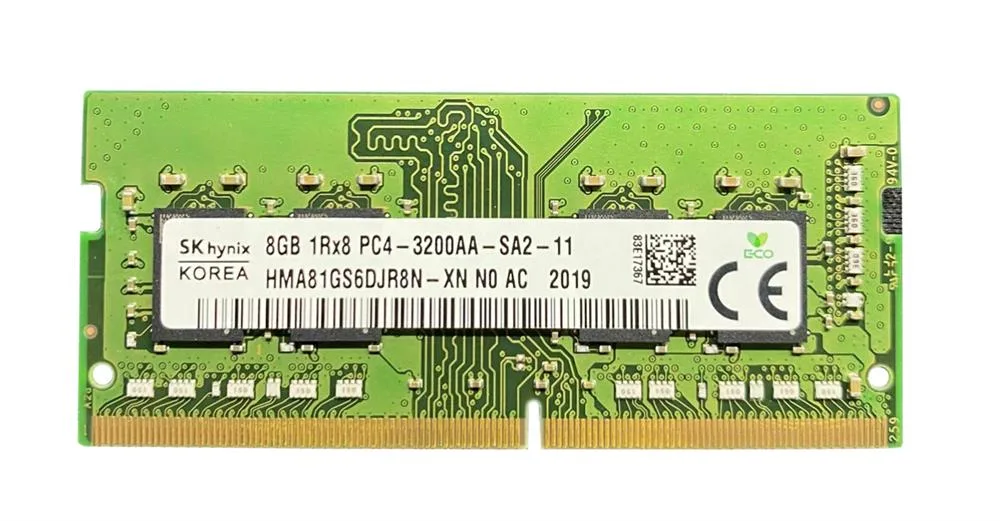 HMA81GS6DJR8N-XNN0-AC - Hynix 8GB PC4-25600 DDR4-3200MHz non-ECC Unbuffered CL22 SoDIMM 1.2V Single-Rank Memory Module