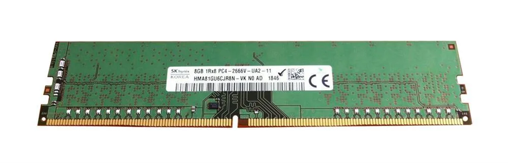 HMA81GU6CJR8N-VKN0-AD - Hynix 8GB PC4-21300 DDR4-2666MHz non-ECC Unbuffered CL19 UDIMM 1.2V Single-Rank Memory Module