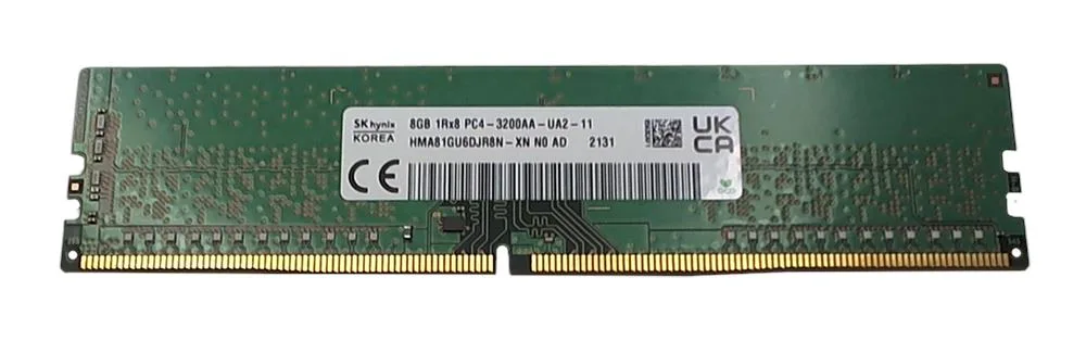HMA81GU6DJR8N-XN - Hynix 8GB PC4-25600 DDR4-3200MHz non-ECC Unbuffered CL22 UDIMM 1.2V Single-Rank Memory Module
