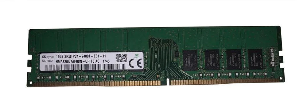 HMA82GU7AFR8N-UHT0AA - Hynix 16GB DDR4-2400MHz PC4-19200 ECC Unbuffered CL17 288-Pin UDIMM 1.2V Dual Rank Memory Module