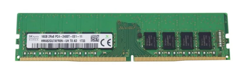 HMA82GU7AFR8N-UHT0AD - Hynix 16GB DDR4-2400MHz PC4-19200 ECC Unbuffered CL17 288-Pin UDIMM 1.2V Dual Rank Memory Module