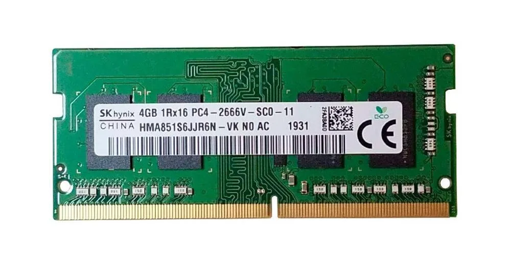 HMA851S6JJR6N-VKN0-AC - Hynix 4GB PC4-21300 DDR4-2666MHz non-ECC Unbuffered CL19 SoDIMM 1.2V Single-Rank Memory Module