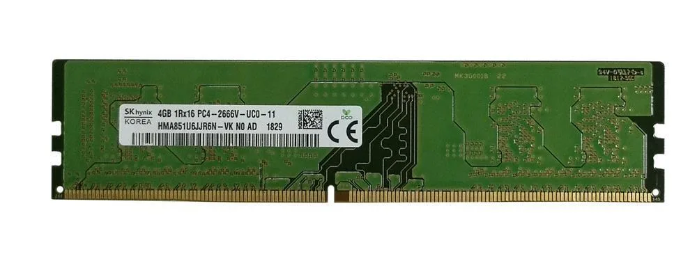 HMA851U6JJR6N-VKN0-AD - Hynix 4GB PC4-21300 DDR4-2666MHz non-ECC Unbuffered CL19 UDIMM 1.2V Single-Rank Memory Module