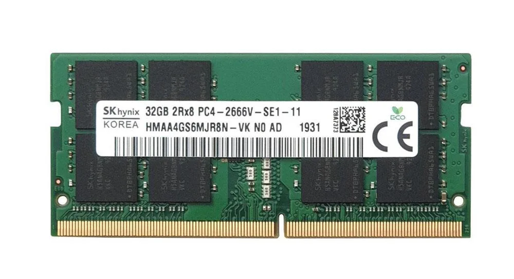 HMAA4GS6MJR8N-VK - Hynix 32GB PC4-21300 DDR4-2666MHz non-ECC Unbuffered CL19 SoDIMM 1.2V Dual-Rank Memory Module