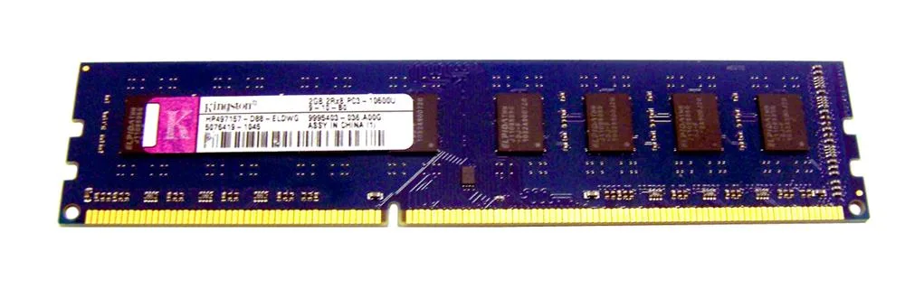 HP497157-B88-ELDWG - Kingston 2GB PC3-10600 DDR3-1333MHz non-ECC Unbuffered CL9 UDIMM Dual-Rank Memory Module